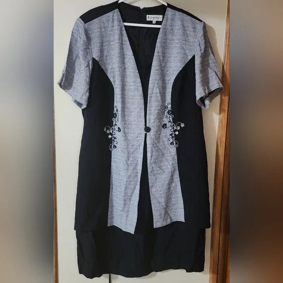 Dressbarn Dresses | 20w Dressbarn Womens Navy Blue Short Sleeve Scoop Neck A Line Dress | Color: Blue/White | Size: 20w | Mweiler1969's Closet
